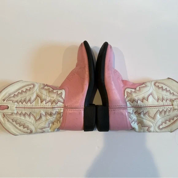 Elegant Pink and White Western Cowboy Boots Kids Girl Size 13 - Picture 5 of 12